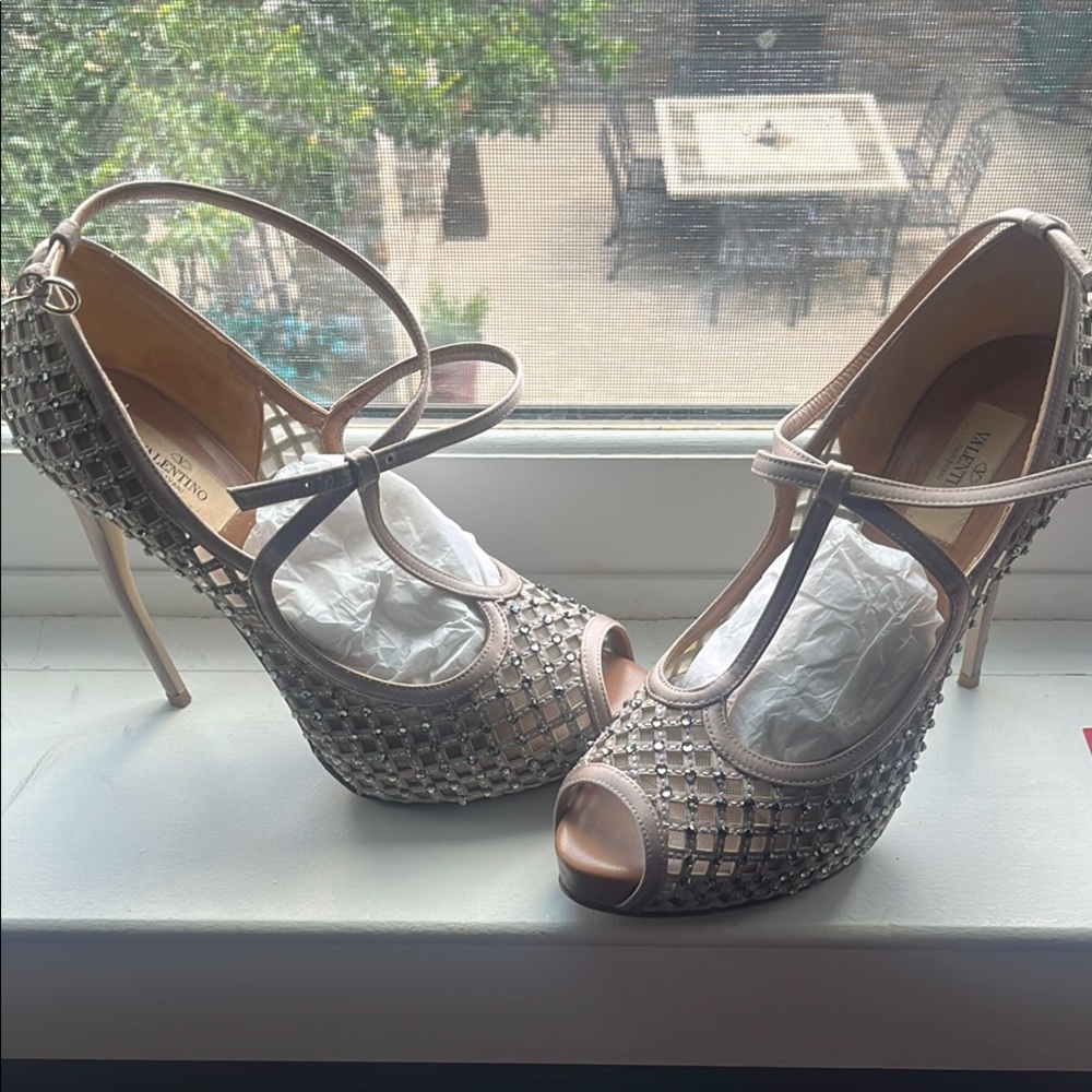 Valentino Women's  Peep-Toe T-Strap Heels
